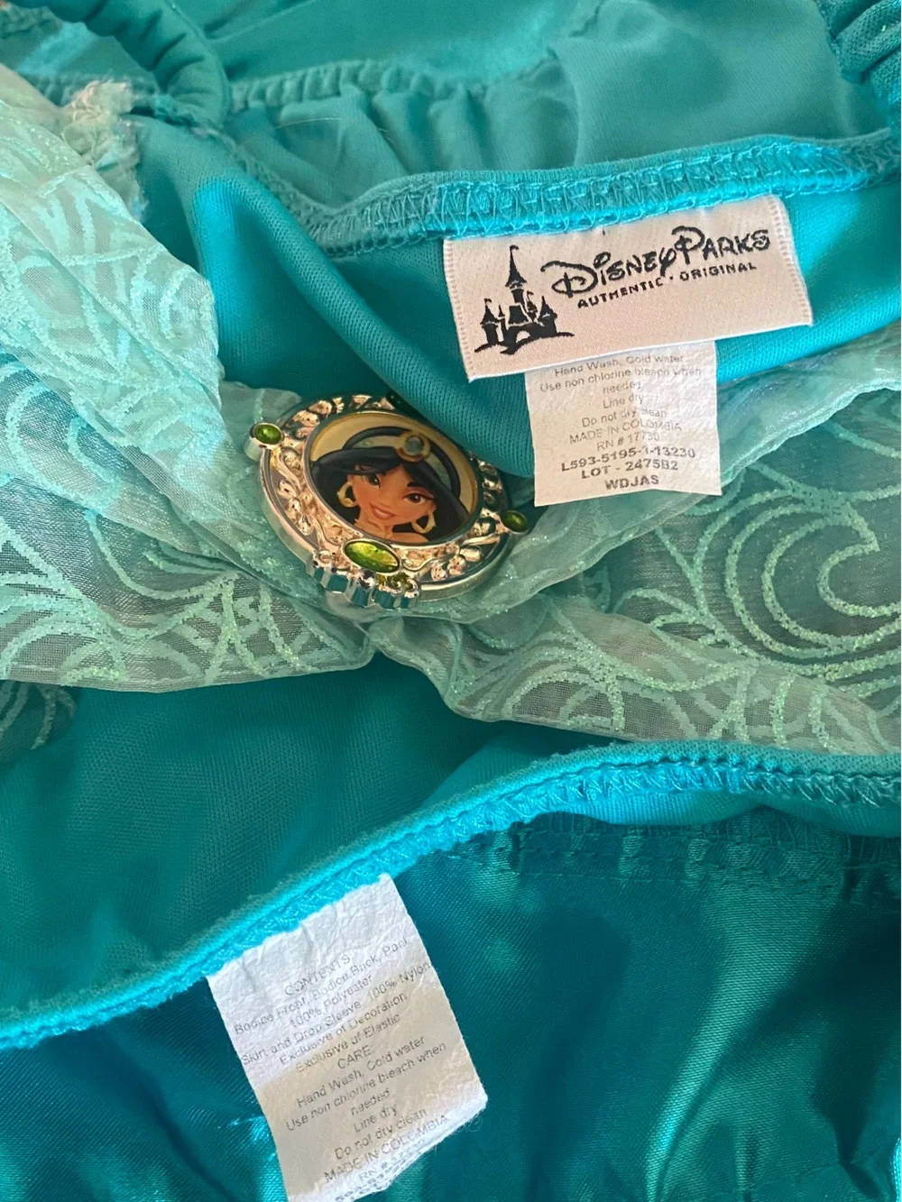 Disney Parks Teal Princess Jasmine Costume Set with Gold Trim